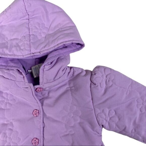 B.T. Kids Purple Quilted Hooded Jacket For Babies Size 12 Months Polyester Flora - Picture 3 of 7